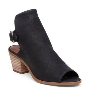 Lucky Brand Black Peep-Toe Heeled Boots